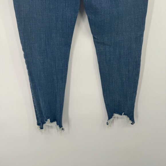 Gap womens High-Rise Button-Fly Ankle true Skinny Jeans Distressed Hem size 30 - Picture 6 of 11